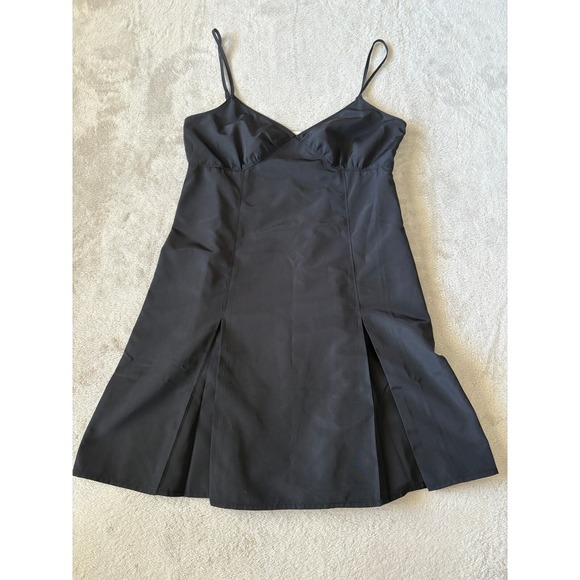 Open Edit Dresses & Skirts - Open‎ Edit Taffeta Pleated Sleeveless Minidress Sleeveless Slit Black XXS